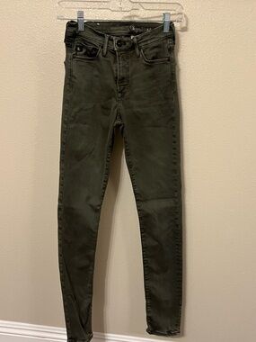 H&M Shaping Denim Skinny Jeans in Olive. Size 27. Great Stretch.